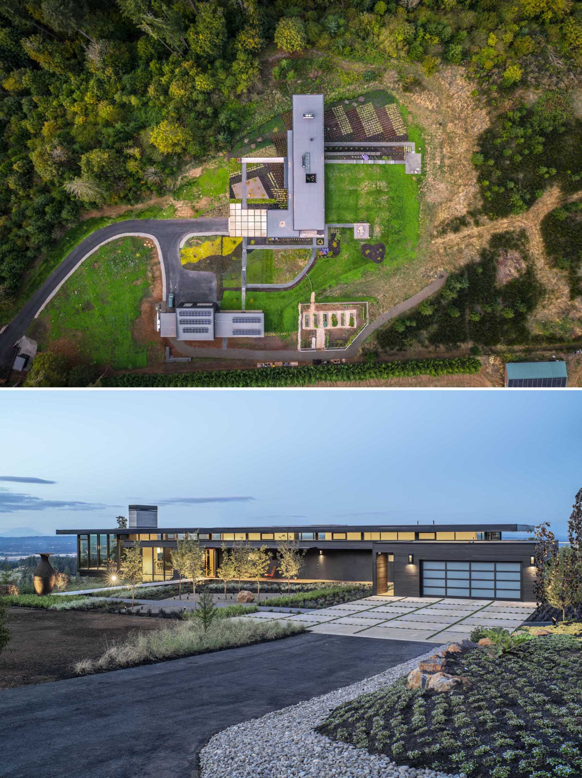 Scott Edwards Architecture has designed a new home in Yamhill County, Oregon, that's perched on a site offering expansive views of five different mountains.