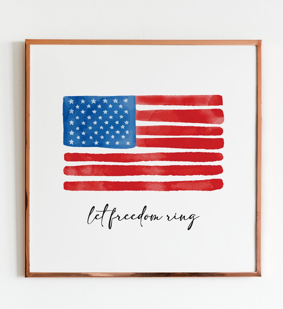 watercolor American flag printable