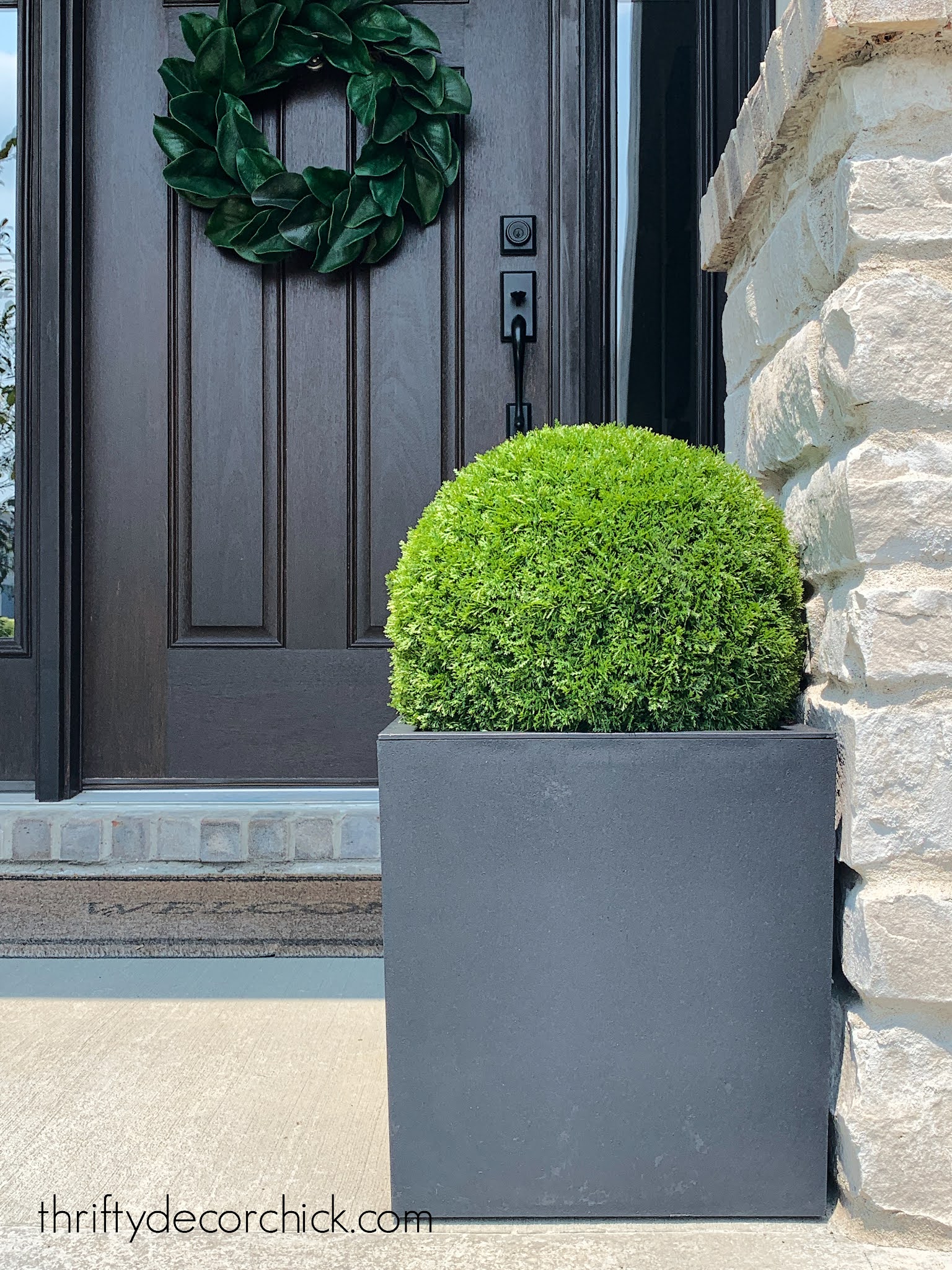 faux evergreen balls for planters