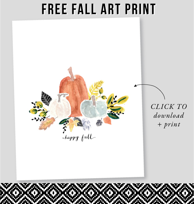 happy fall pumpkin watercolor printable