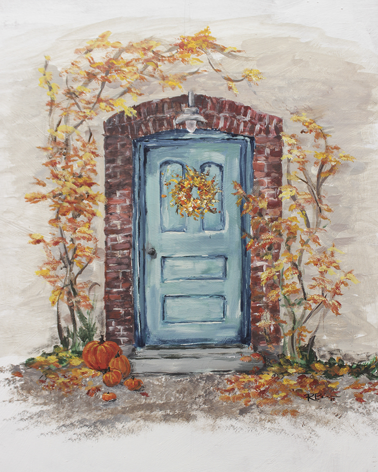 blue door fall art