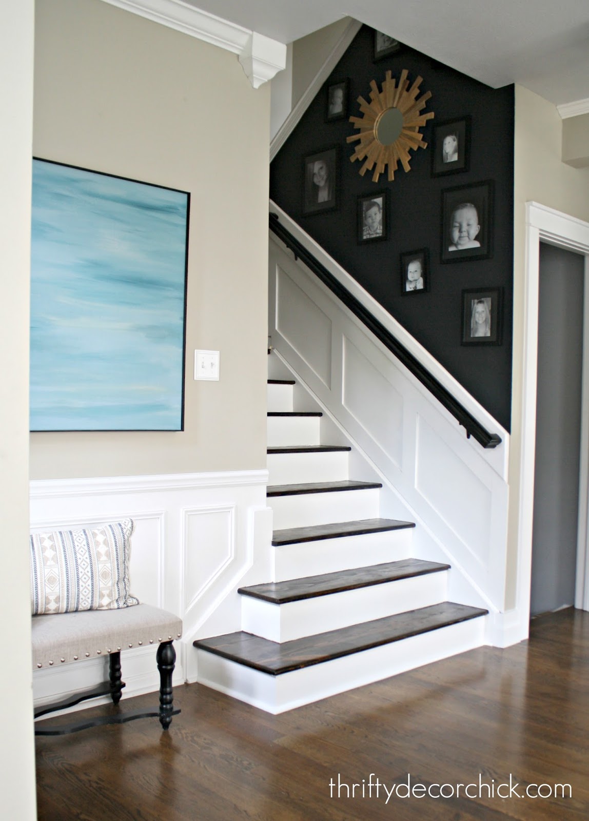 stairway makeover wood stain paint