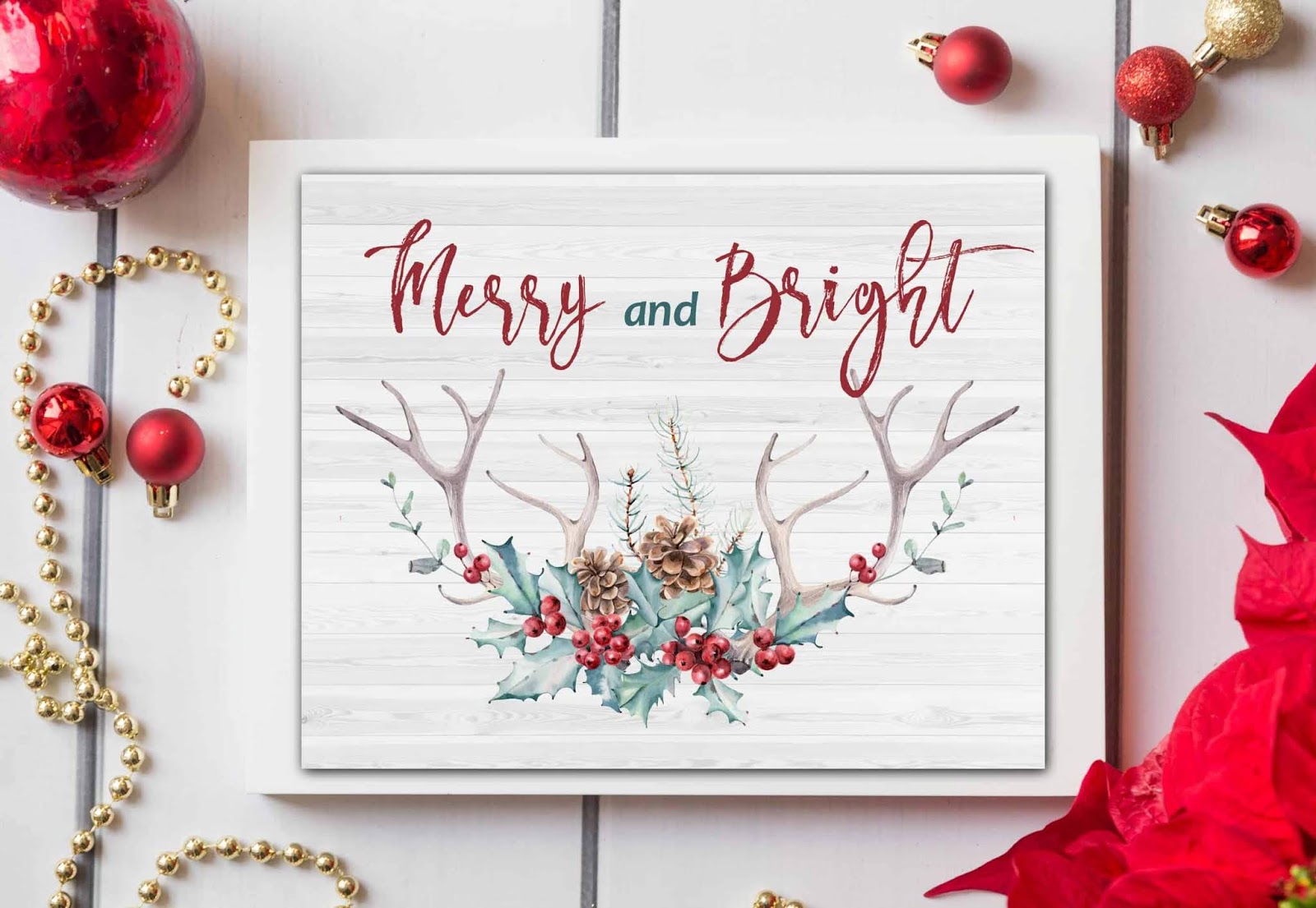 Beautiful Christmas free printable merry and bright
