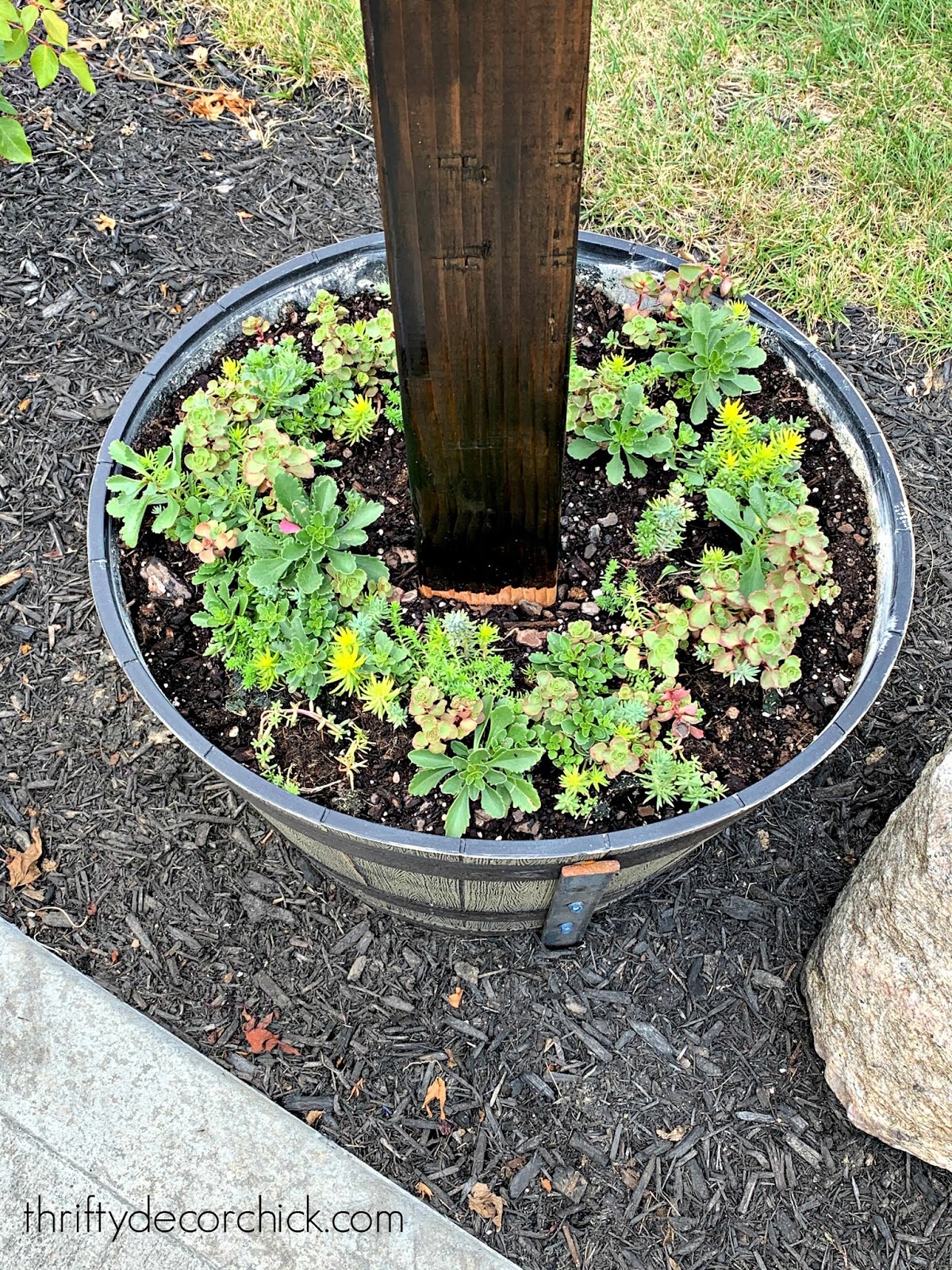 DIY poles in planters for lights
